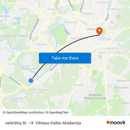 Jankiškių St. to Vilniaus Dailės Akademija map