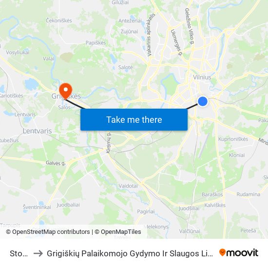 Stotis to Grigiškių Palaikomojo Gydymo Ir Slaugos Ligoninė map