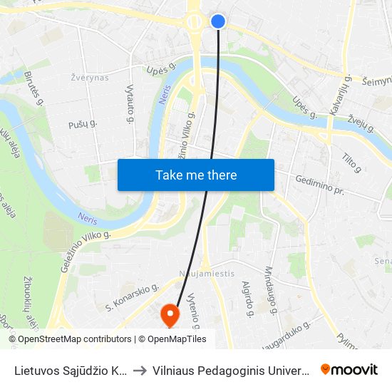 Lietuvos Sąjūdžio Kelias to Vilniaus Pedagoginis Universitetas map