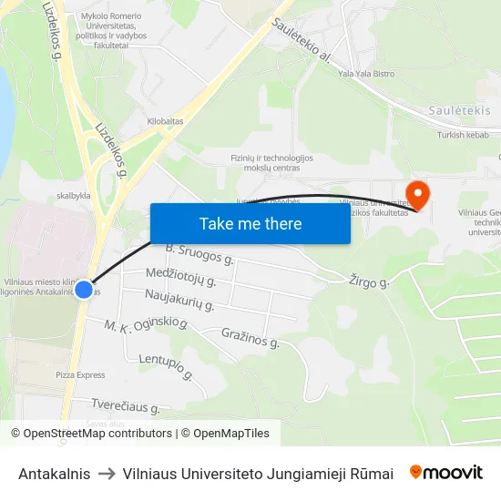 Antakalnis to Vilniaus Universiteto Jungiamieji Rūmai map