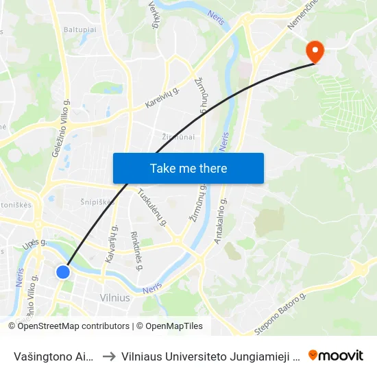 Vašingtono Aikštė to Vilniaus Universiteto Jungiamieji Rūmai map
