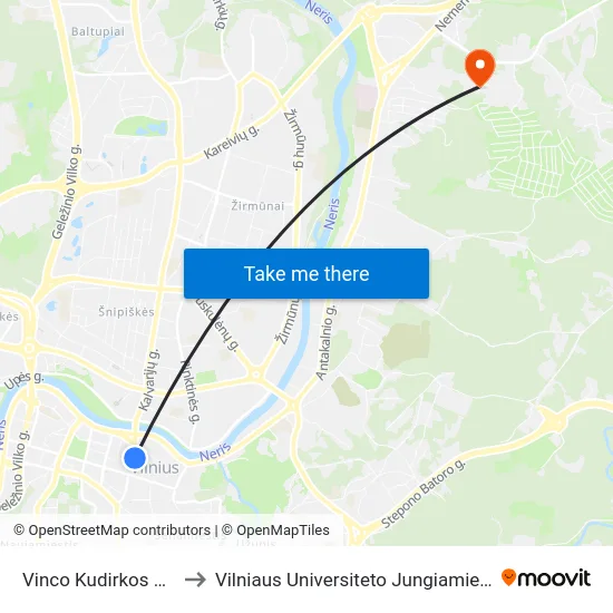 Vinco Kudirkos Aikštė to Vilniaus Universiteto Jungiamieji Rūmai map