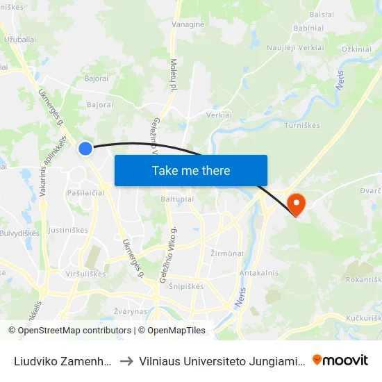 Liudviko Zamenhofo St. to Vilniaus Universiteto Jungiamieji Rūmai map