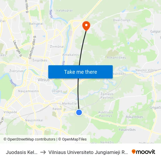Juodasis Kelias to Vilniaus Universiteto Jungiamieji Rūmai map