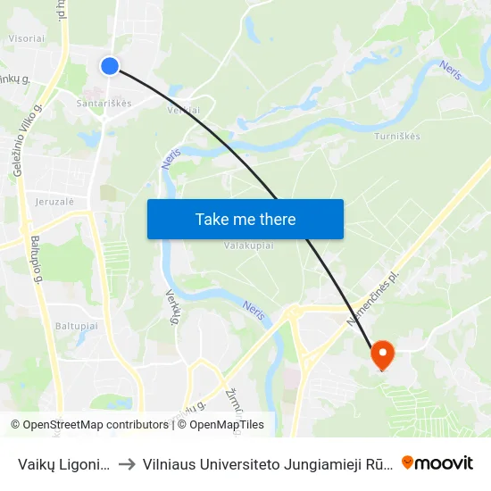 Vaikų Ligoninė to Vilniaus Universiteto Jungiamieji Rūmai map