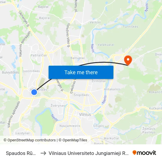 Spaudos Rūmai to Vilniaus Universiteto Jungiamieji Rūmai map