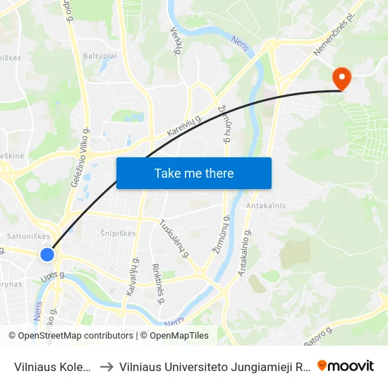 Vilniaus Kolegija to Vilniaus Universiteto Jungiamieji Rūmai map