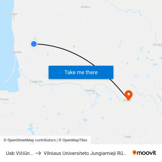 Uab Vičiūnai to Vilniaus Universiteto Jungiamieji Rūmai map