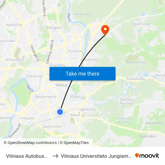 Vilniaus Autobusų Stotis to Vilniaus Universiteto Jungiamieji Rūmai map