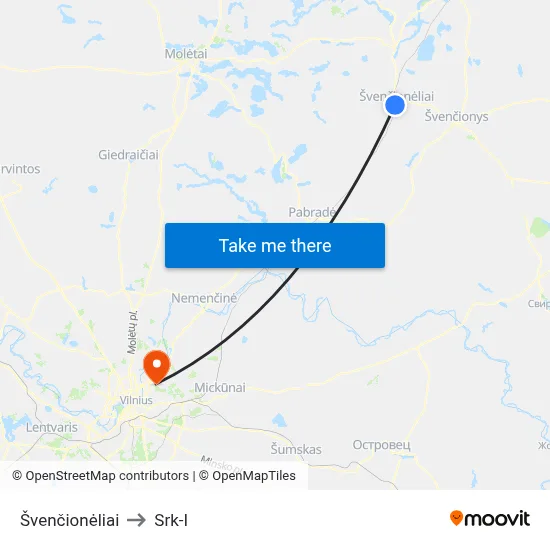 Švenčionėliai to Srk-I map