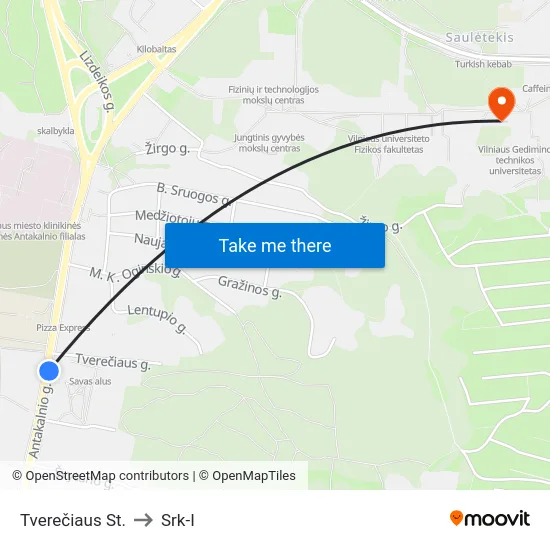 Tverečiaus St. to Srk-I map