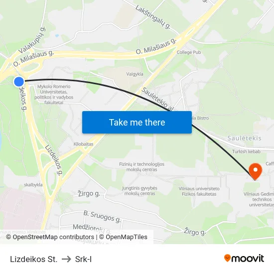 Lizdeikos St. to Srk-I map