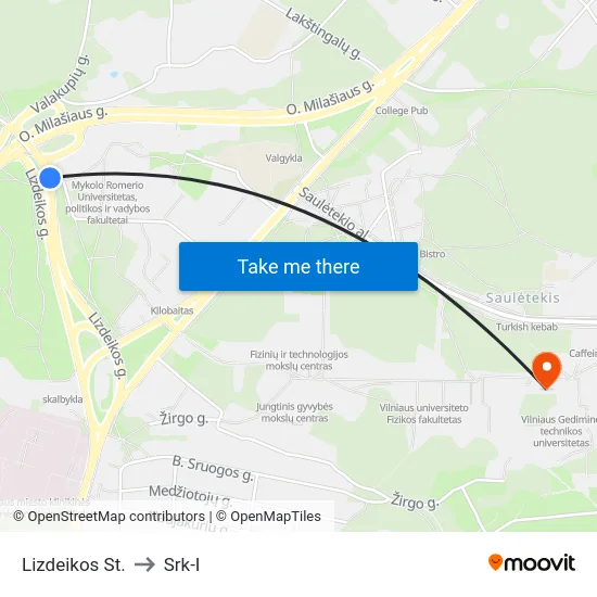 Lizdeikos St. to Srk-I map