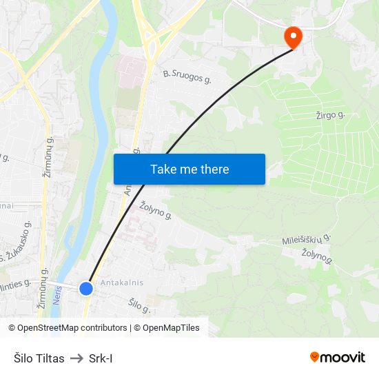 Šilo Tiltas to Srk-I map