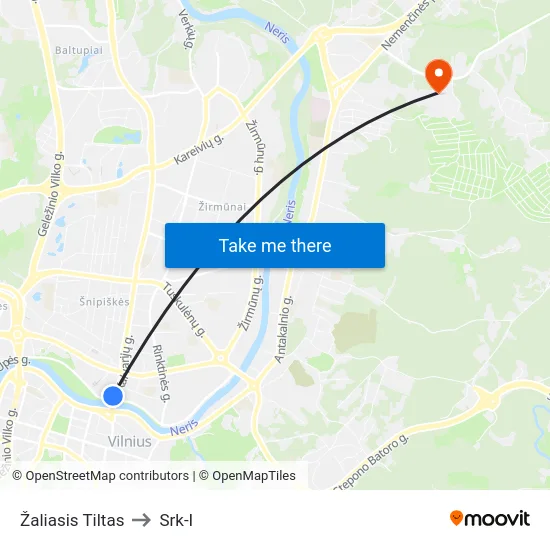 Žaliasis Tiltas to Srk-I map