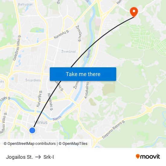 Jogailos St. to Srk-I map