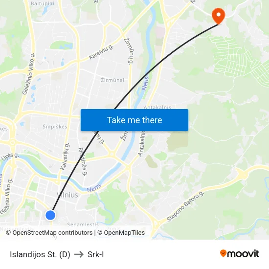 Islandijos St. to Srk-I map