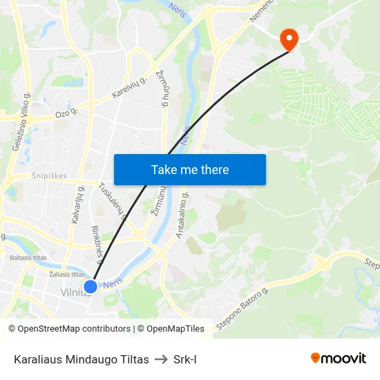 Karaliaus Mindaugo Tiltas to Srk-I map