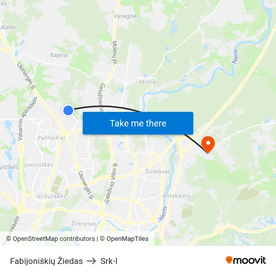 Fabijoniškių Žiedas to Srk-I map