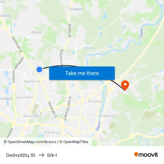 Gedvydžių St. to Srk-I map