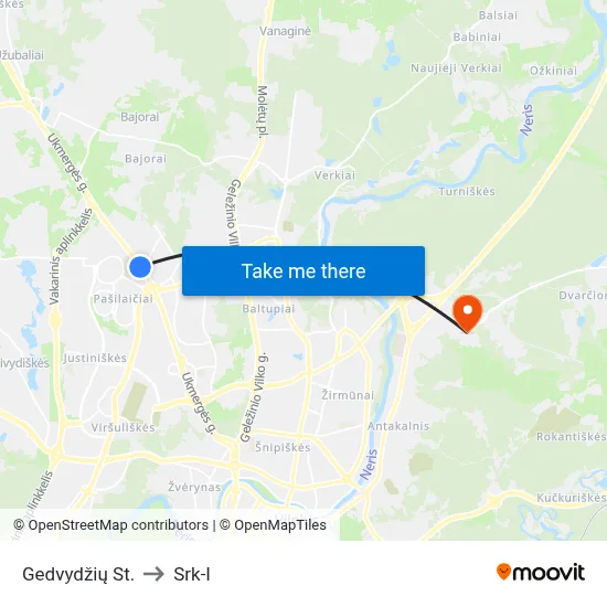 Gedvydžių St. to Srk-I map