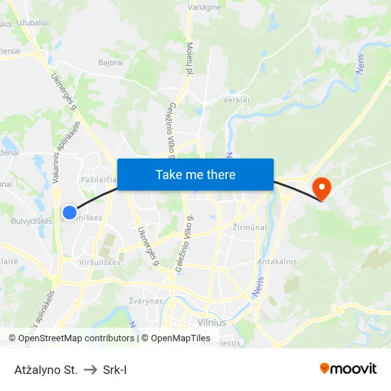 Atžalyno St. to Srk-I map