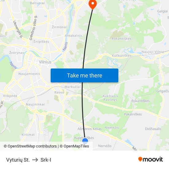 Vyturių St. to Srk-I map