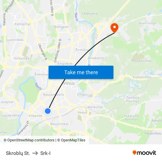 Skroblų St. to Srk-I map