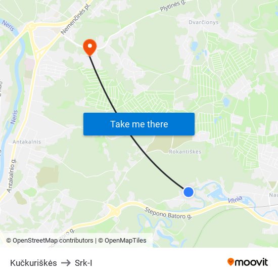 Kučkuriškės to Srk-I map