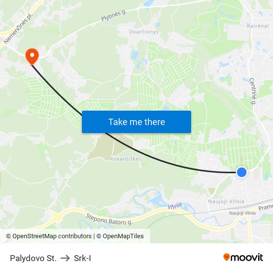 Palydovo St. to Srk-I map