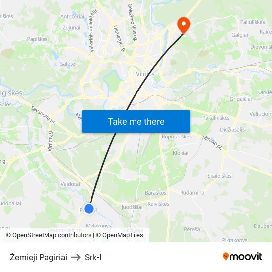 Žemieji Pagiriai to Srk-I map