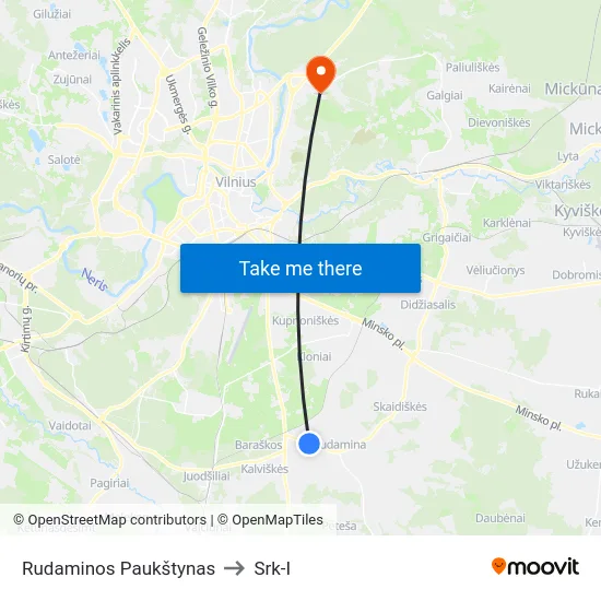 Rudaminos Paukštynas to Srk-I map