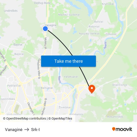 Vanaginė to Srk-I map