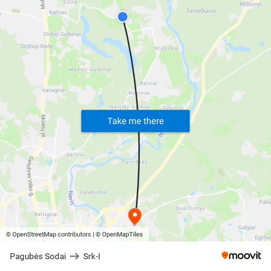 Pagubės Sodai to Srk-I map