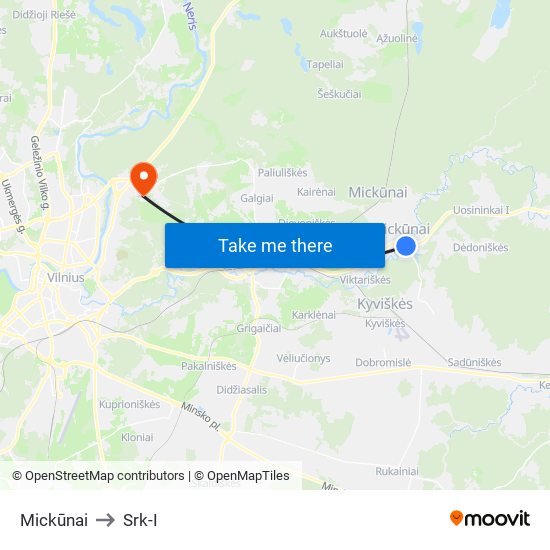 Mickūnai to Srk-I map