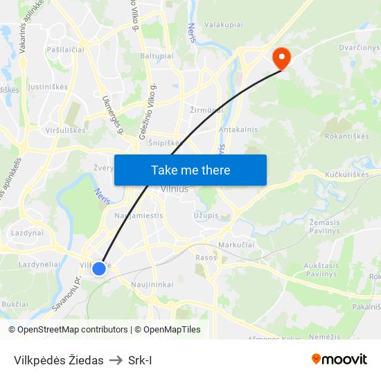 Vilkpėdės Žiedas to Srk-I map