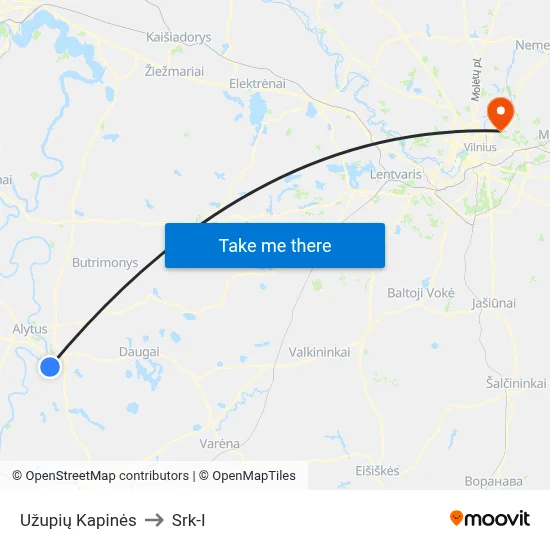 Užupių Kapinės to Srk-I map