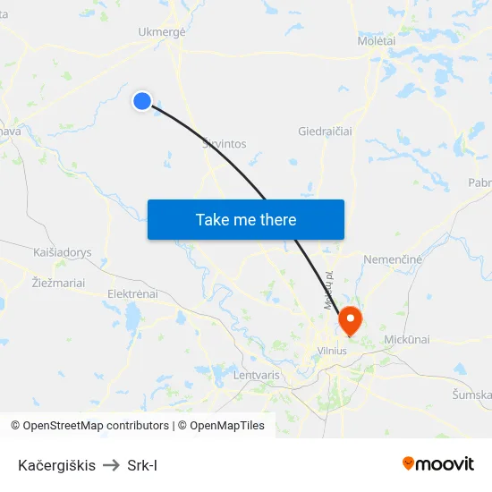 Kačergiškis to Srk-I map