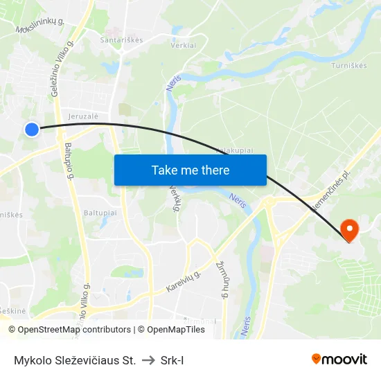 Mykolo Sleževičiaus St. to Srk-I map