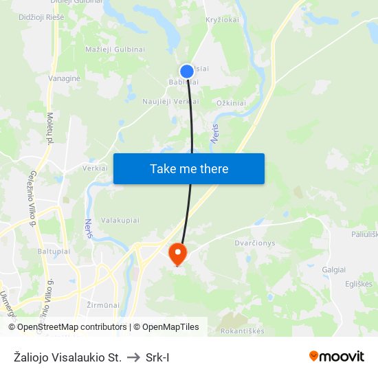 Žaliojo Visalaukio St. to Srk-I map