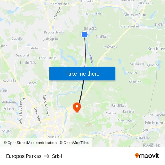 Europos Parkas to Srk-I map