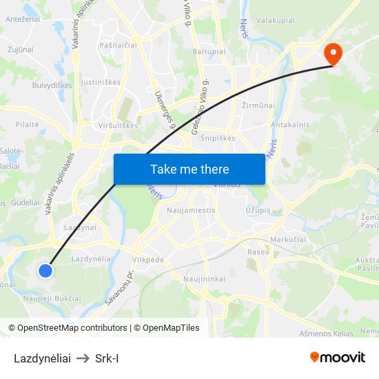 Lazdynėliai to Srk-I map