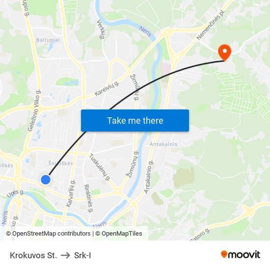Krokuvos St. to Srk-I map
