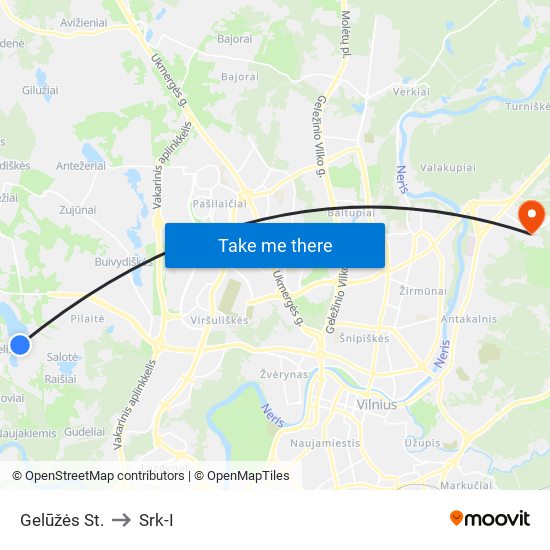 Gelūžės St. to Srk-I map