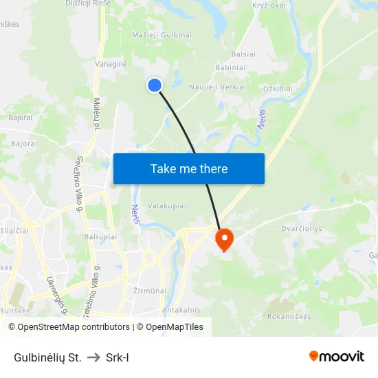 Gulbinėlių St. to Srk-I map