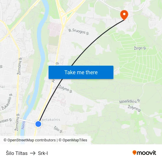 Šilo Tiltas to Srk-I map