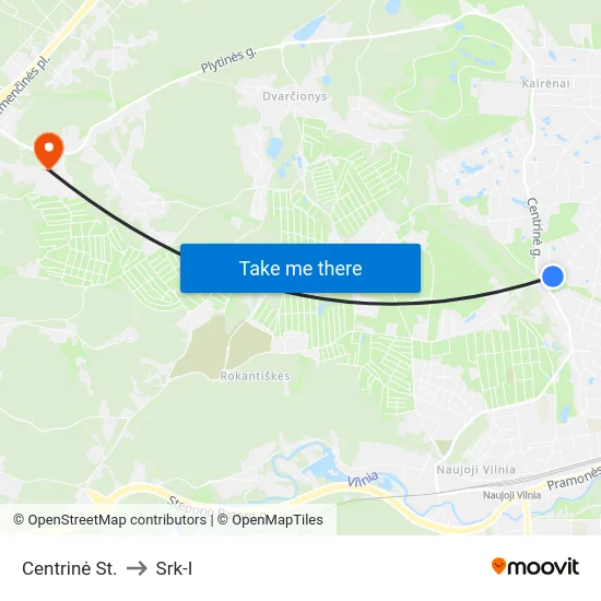 Centrinė St. to Srk-I map