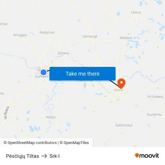 Pėsčiųjų Tiltas to Srk-I map