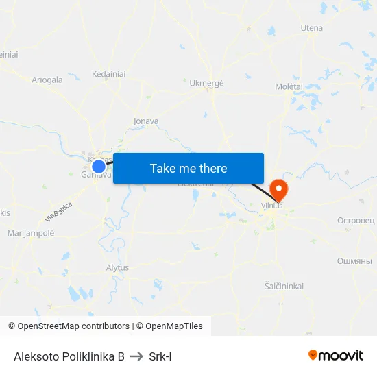 Aleksoto Poliklinika B to Srk-I map