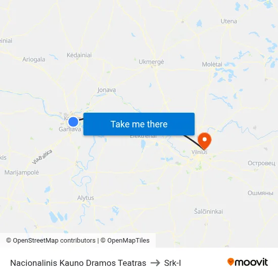 Nacionalinis Kauno Dramos Teatras to Srk-I map